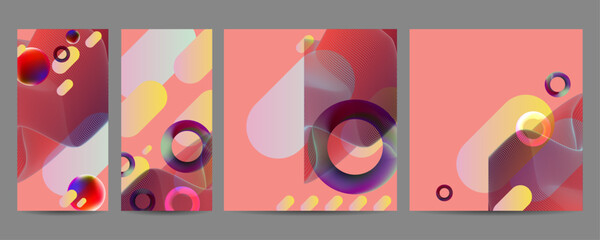 Set geometric colors fluid shapes eps 10. Flowing and liquid abstract gradient background for banner, poster or book. Vector design