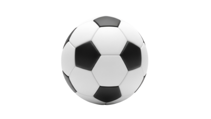 Classic soccer ball isolated PNG, black and white football on transparent background for sports design and game assets