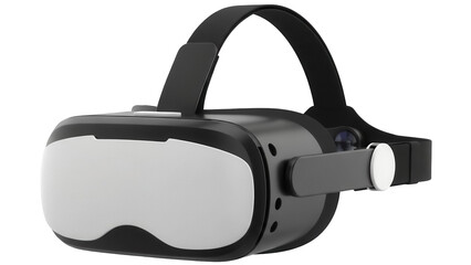 Black VR headset PNG isolated on transparent background, virtual reality glasses for gaming and immersive experience