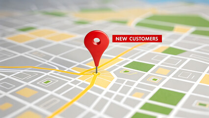 City map location pin showing new customer destination point
