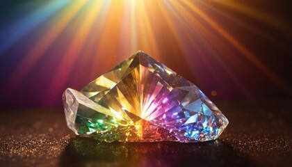 Glowing crystal light. Bright rainbow overlay with spectrum ray, lens flare, and glitter sparkles. Transparent background for jewelry, prism reflection, or bokeh abstract effect. 3