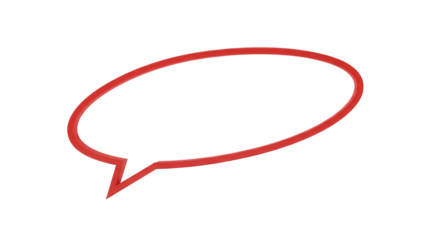 Red speech bubble PNG isolated on transparent background, communication and conversation graphic element for design projects