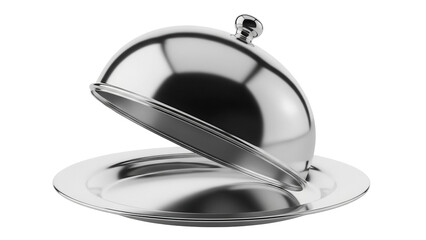 Elegant silver serving dome PNG isolated on transparent background, catering equipment for restaurants and special events © Mia
