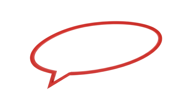 Red speech bubble PNG isolated on transparent background, communication and conversation graphic element for design projects - Powered by Adobe