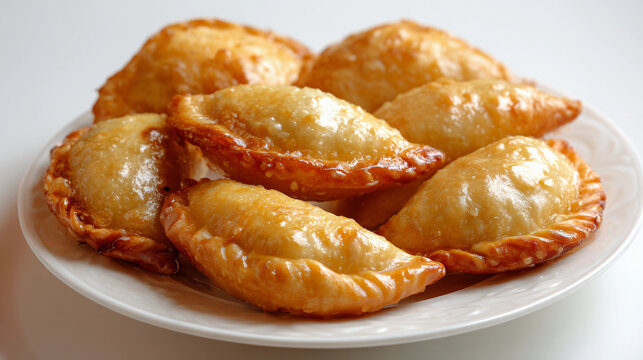 Close up of gujiya sweets in plate white background 
