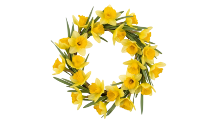 Yellow flower wreath isolated on transparent background