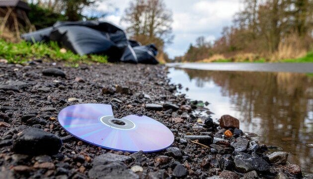 捨てられているCD