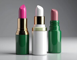Three lipsticks pink, white, and mauve
