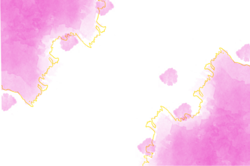 Pink Watercolor Splash with Gold Accents on Transparent Background