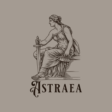 Astraea Greek Goddess of Justice Vintage Engraving Style Vector Illustration
