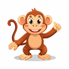 Fototapeta premium A cartoon monkey giving a thumbs up with a cheerful expression
