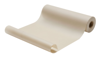 Roll of beige paper PNG isolated on transparent background, craft material for drawing and painting projects