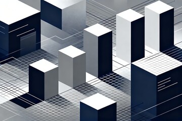 Generative AI Visual of Modern Data Center with Bright Cubic Infrastructure and Network Grids