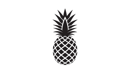 Black Pineapple Icon on White Background
