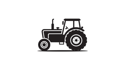 Obraz premium Tractor Silhouette Isolated on White Background