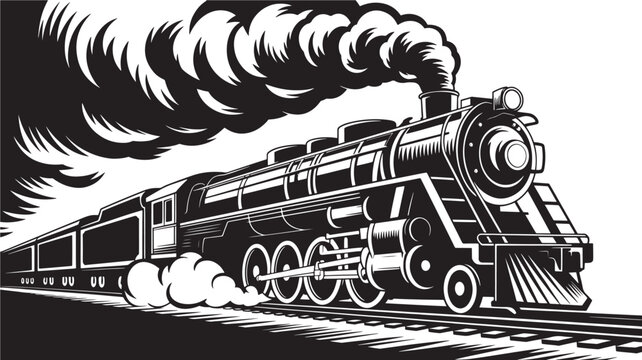Vintage Steam Train Traveling on Railroad Tracks