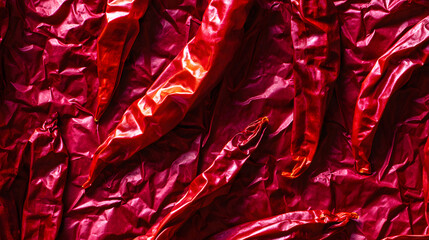 Obraz premium foray. Close-up of deep red wrinkled chili texture showing rich color variations and organic details. menu design, packaging mockups, designed for food delivery and cloud-kitchen brand materials.