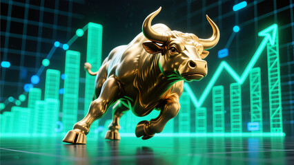 fintech bull market digital trading growth cyber finance investment success technology