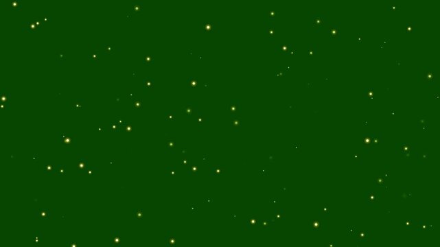 Abstract Glowing Gold Particles Floating on Dark Green Background Loop