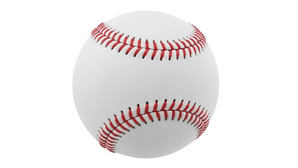 Baseball ball isolated PNG on transparent background, sports equipment for baseball game and training, realistic rendering