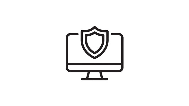 Computer Screen with Shield Icon for Security