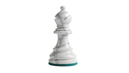 Elegant white marble bishop chess piece isolated PNG, classic strategy game element on transparent background