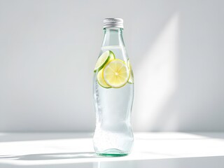bottle of water with a lemon
