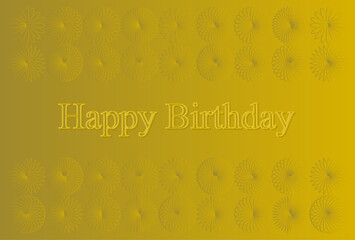 誕生日祝いのベクターイラスト(金色アイコン花模様)