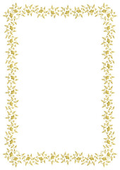 レトロな金色花柄フレームイラスト(縦型)