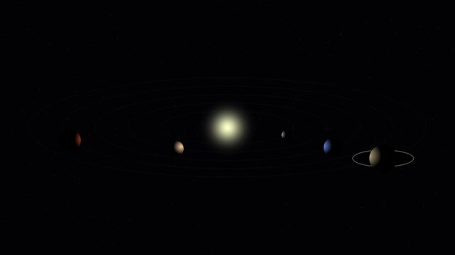 Advanced solar system animation with dynamic shadows