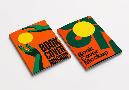 Dual Abstract Book Cover Mockup Orange and Green