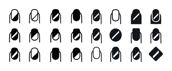 Set of geometric nail art designs in black and white