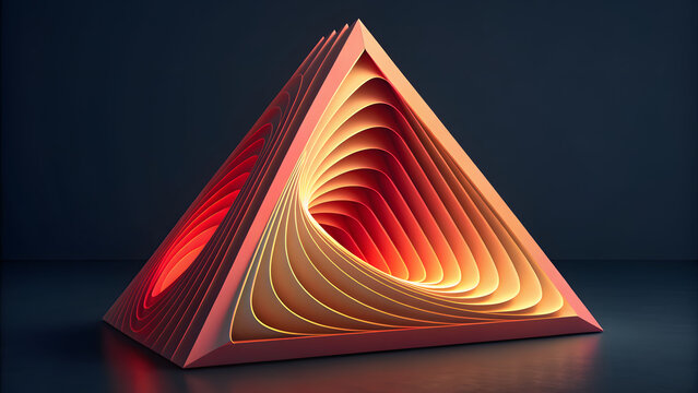 Abstract glowing triangular windows 11 wallpaper with layered geometric 3D design in warm red orange tones