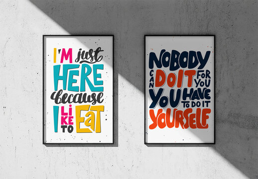 Dual Quote Poster Mockup on Concrete Wall
