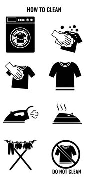 set of vector icons for repassage et lavage