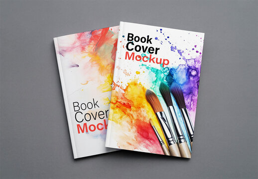 Dual Watercolor Art Book Cover Mockup