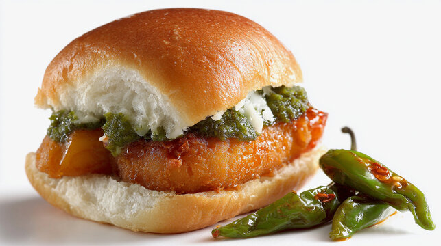 vada pav isolated on white background 