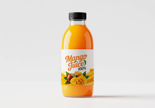 Mango Juice Bottle Mockup with Custom Label