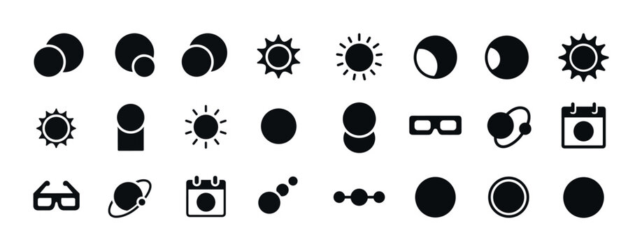Solar and lunar eclipse icons collection