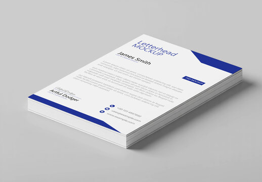 Stack of Corporate Letterhead Mockup