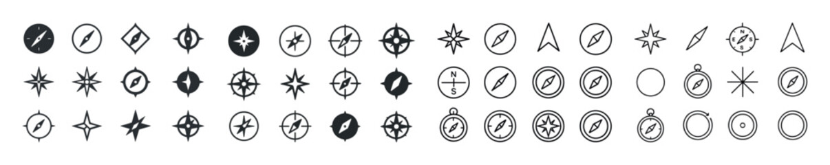 Fototapeta premium Collection of diverse compass and navigation icon designs