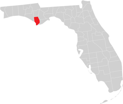Gulf County on the Map of Florida State Editable Vector