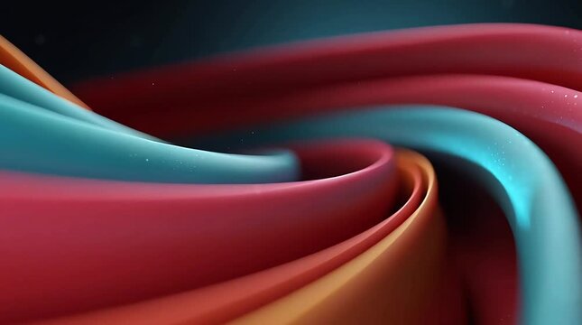 Abstract swirling ribbons in vibrant colors, creating a sense of movement and energy. The ribbons showcase a gradient of colors