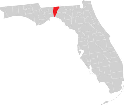Jefferson County on the Map of Florida State Editable Vector