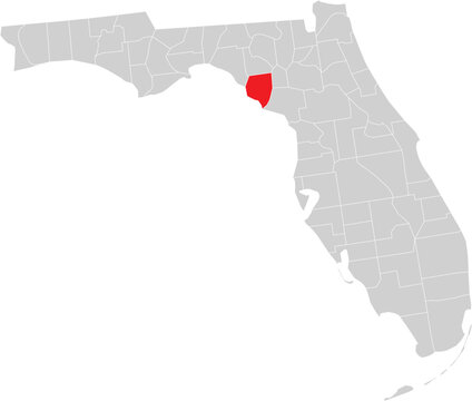 Dixie County on the Map of Florida State Editable Vector