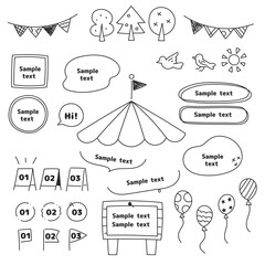 ピクニックやアウトドアお出かけに使える手描きあしらい素材セット