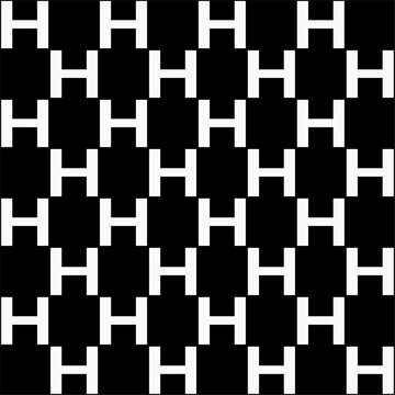 H letter black and white seamless pattern