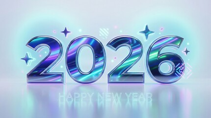 2026 Happy New Year Text Design. Vector Illustration.