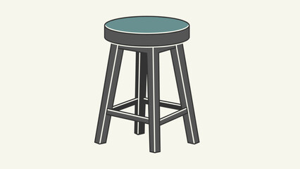 Black Metal Stool with Green Seat.
