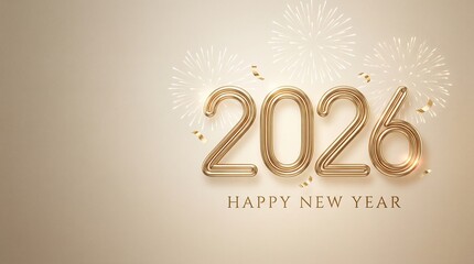2026 Happy New Year Text Design. Vector Illustration.